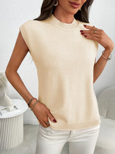 Mock Neck Cap Sleeve Knit Top OutfitFlow